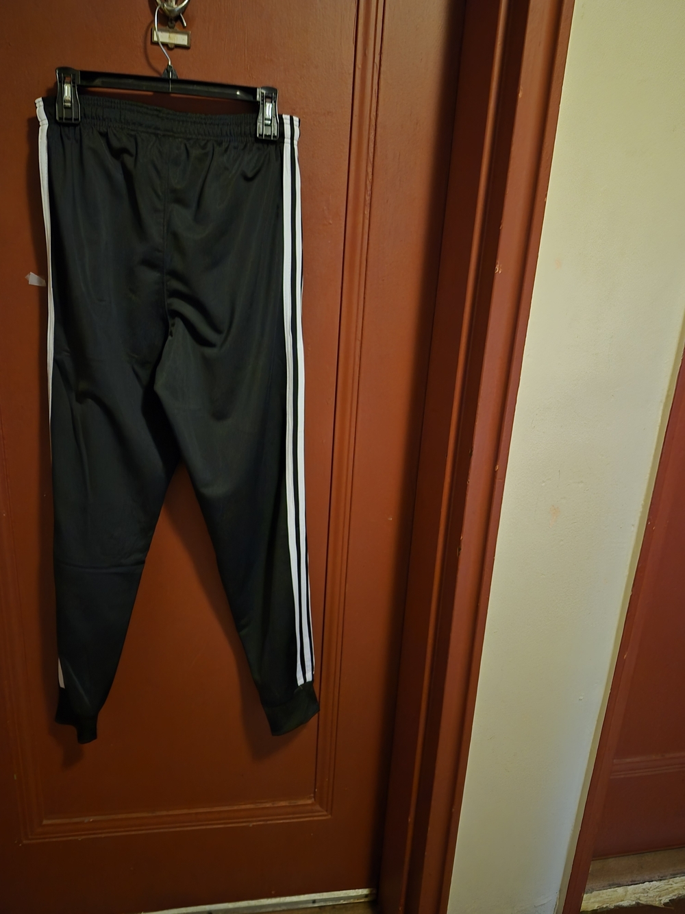 Adidas Boy'' Black Track Pants with Three White Stripes Elastic Waistband Size M - Picture 9 of 13
